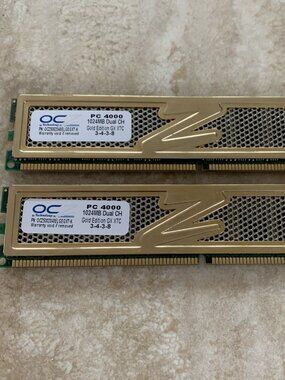OCZ PC4000 Gold GX XTC 2GB Kit (2x1GB) DDR500 CL3 Low Latency Dual Channel RAM